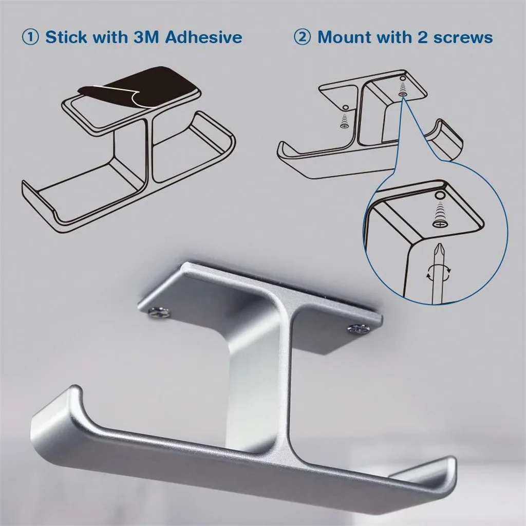 Держатель для хранения Алюминиевая Подставка для наушников крючок лента под стол двойное крепление для гарнитуры держатель настенные крючки Домашний Органайзер 19SEP24