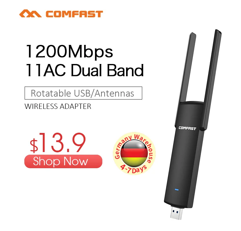1200 Мбит/с CF-926AC V2 Бесплатный привод USB wifi адаптер PC WiFi адаптер двухдиапазонный 2,4G и 5G антенна WiFi Беспроводная гигабитная сетевая карта