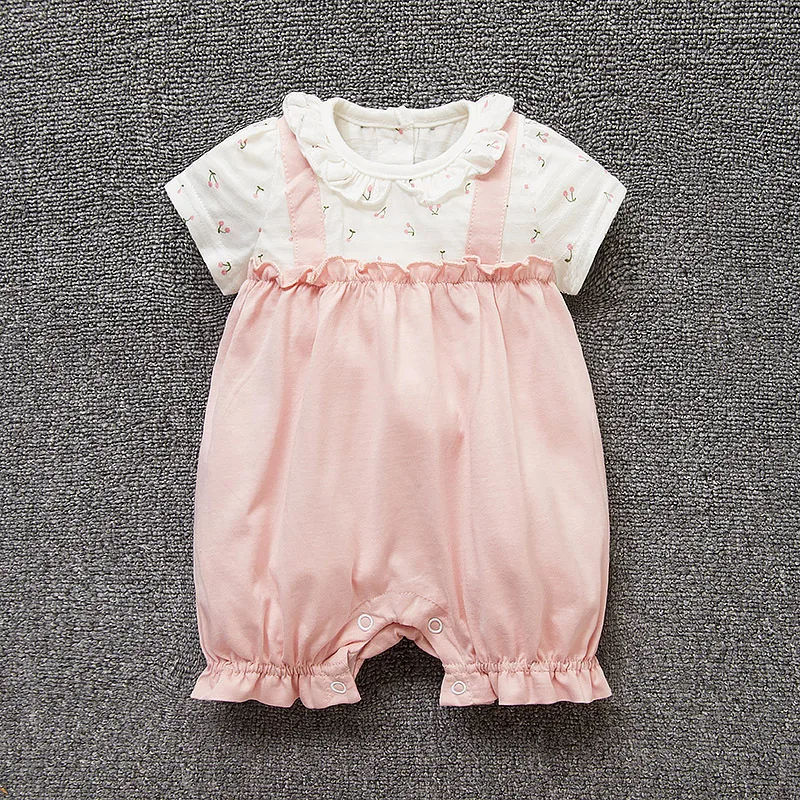 Newborn Baby Girl Clothes Baby Jumpsuit Summer Short Sleeve Flower