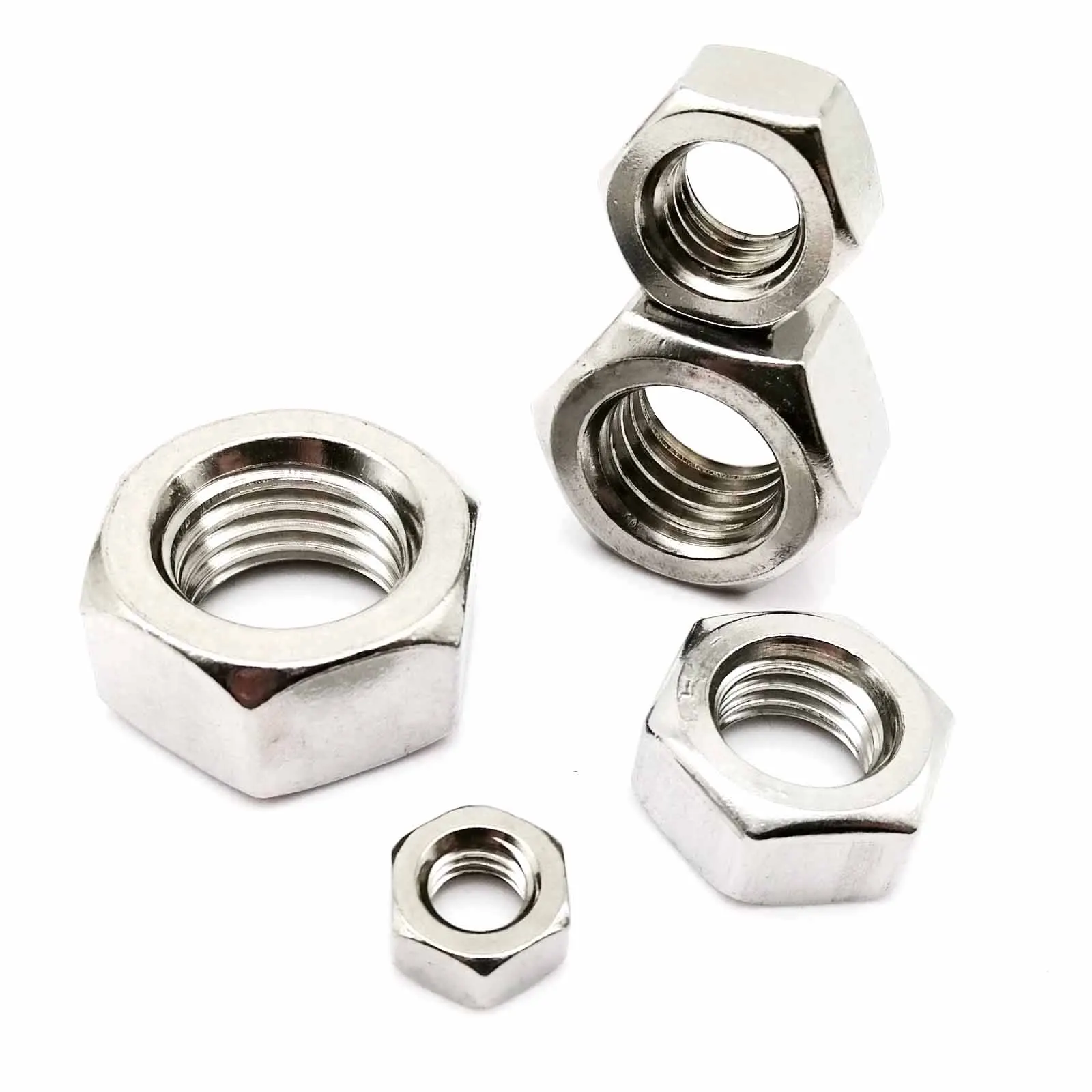 10/200pcs M1 M1.2 M1.4 M1.6 M2 M2.5 M3 M3.5 M4 M5 M6 M8 M10 M12 M14 M16 DIN934 304 Stainless Steel Hex Hexagon Nut