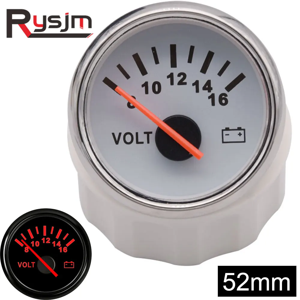 52mm Volt Meter Gauge 8 16 Volts 16 32V Boat Marine Voltmeter Auto