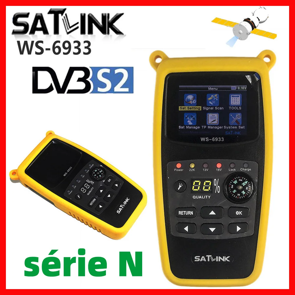 Original Satlink WS-6933 Digital Satellite Finder Sat Meter DVB-S2 Satfinder 2.1 Inch LCD Display FTA C&KU WS 6933 WS6933 DVB S2