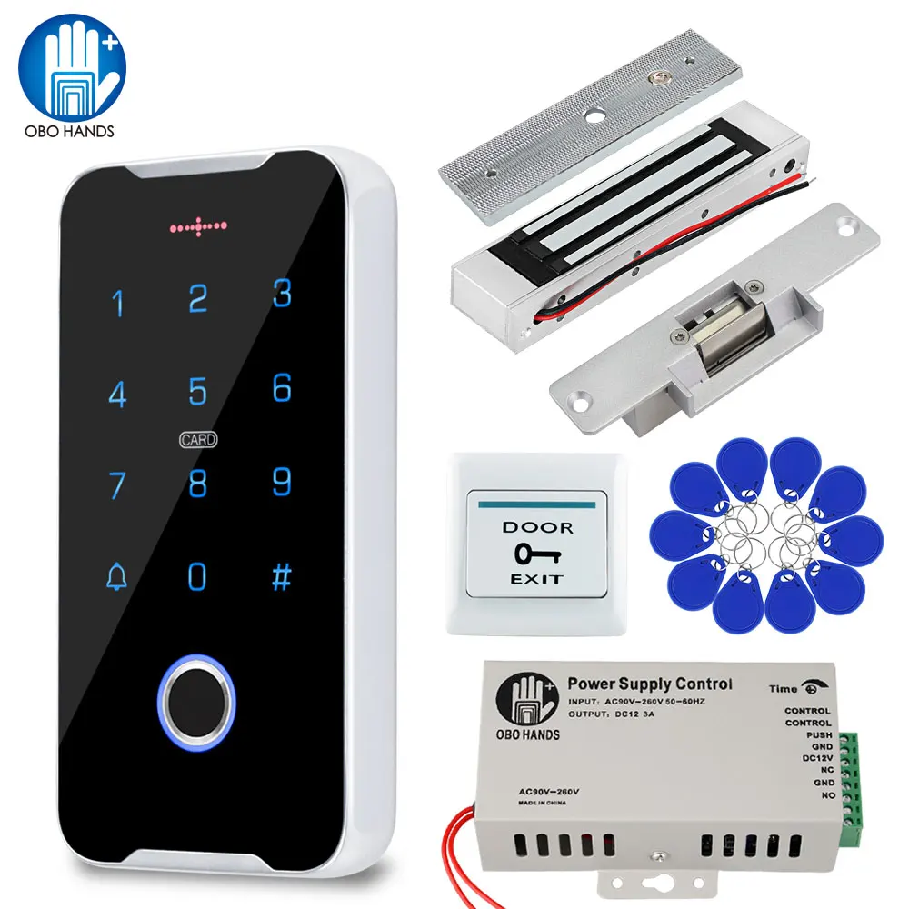 

RFID Fingerprint Access Control System 13.56MHz Door Controller with DC12V Power Supply Electronic Lock IP68 Waterproof Outdoor