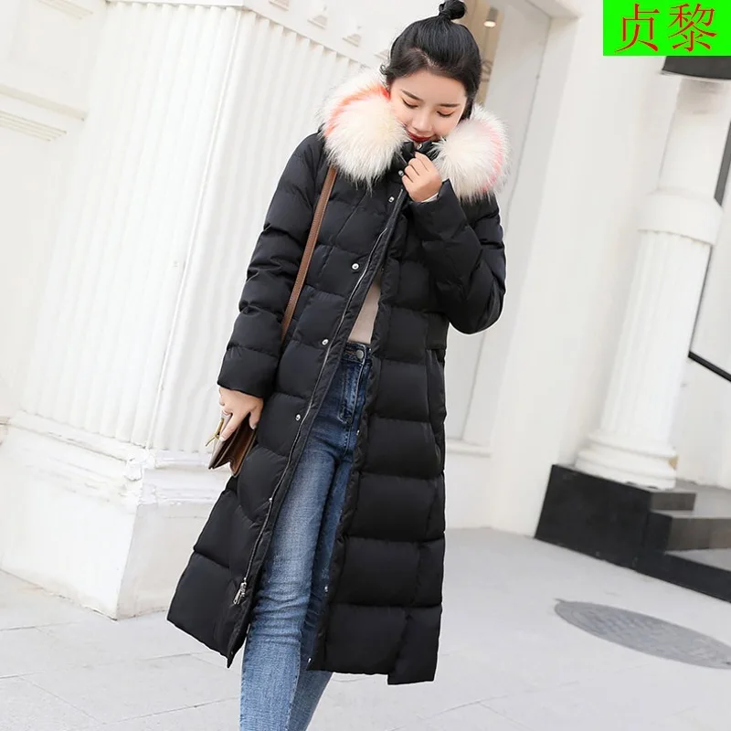 

2018 Winter New Style WOMEN'S Dress down Jacket Cotton-padded Clothes Mid-length over-the-Knee Thick Korean-style Slim Fit Cotto