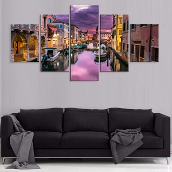 

Hd Beautiful Scenery Landscape Venice Water City 5 Pieces Art Poster Canvas Living Room Home Decor Framework