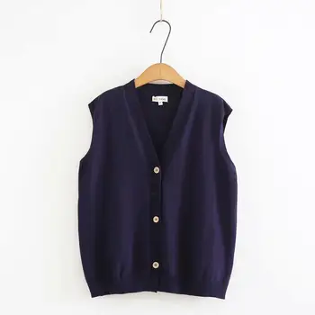 

navy V-neck sleeveless women loose vest sweater 2020 new casual ladies plus size spring autumn sweater tops female oversize