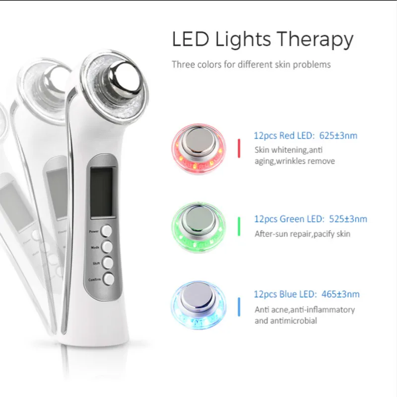  Ultrasonic Vibration Facial Care Tools LED Ion Beauty Device IPL Sonic Vibrating Device Deep Cleans