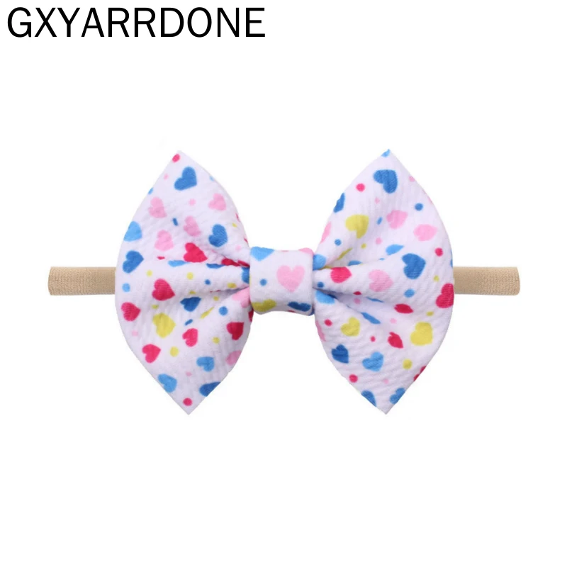 4 &quotВафельная повязка на голову с сердечком и бантом для девочек детская