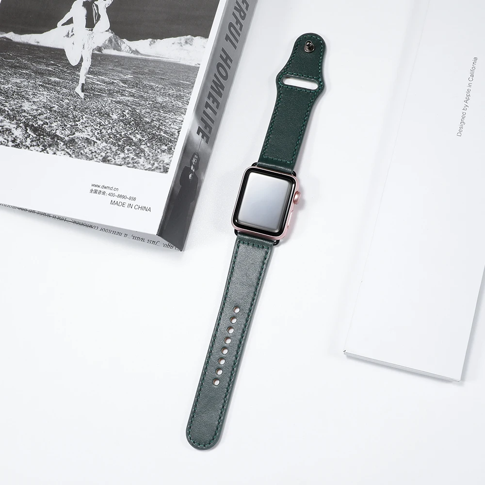 Ремешок для apple watch Band 44 мм apple watch 5 4 3 2 iwatch band 42 мм correa 38 мм 40 мм кожаный браслет pulseira ремешок для часов - Цвет ремешка: pink green