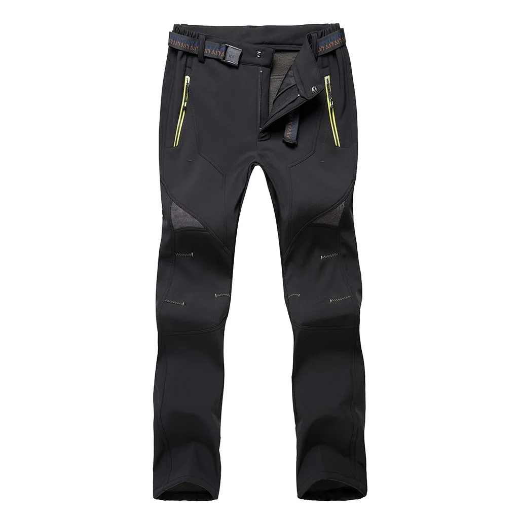 Черный SAGACE Straight type Men's Down-Thickened Waterproof Windproof Outdoor camping Mountain-Climbing Charger Pant Keep warm - Цвет: Черный