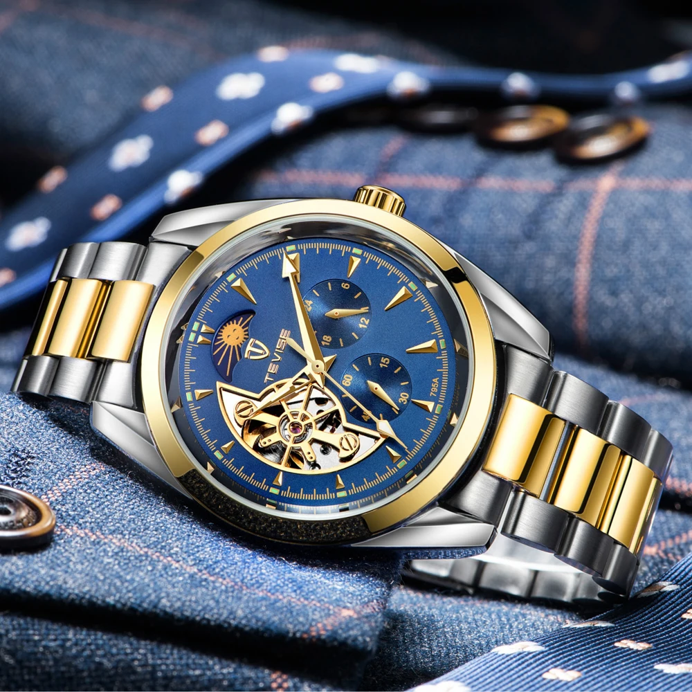 TEVISE Скелетон турбилон automatic Tourbillon автоматические механические часы Для мужчин мужской часы наручные часы с автоподзаводом Relogio Masculino