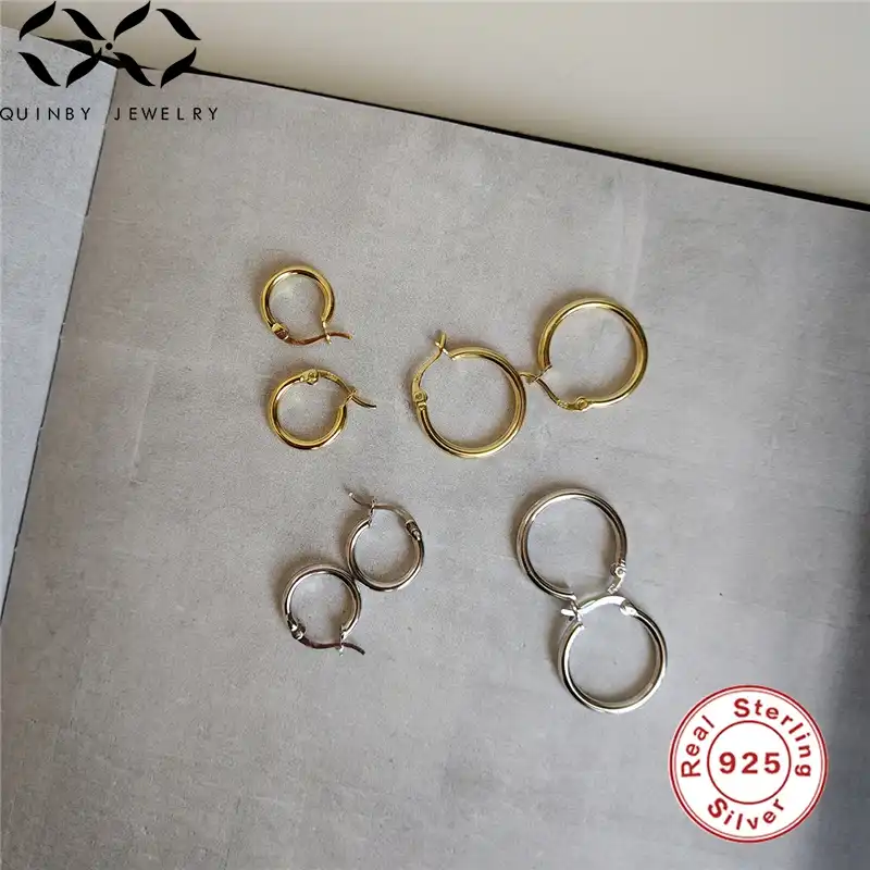 Куинби 925 серебряные серьги для женщин 18 мм золото большой круглый обруч серьги на подарок девочке вечерние aretes Женские Ретро серьги-обручи Q5