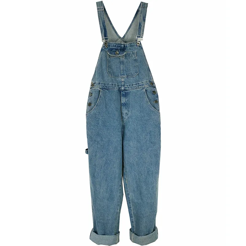 Jumpsuit Women Denim Overalls Women's Loose one-piece Korean Retro jumpsuit large size Loose jeans More sizes 30-44 46