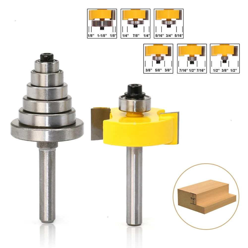 Rabbet фрезы с 6 набор подшипников 1/2 &quotH 1/4&quot хвостовик деревообрабатывающий