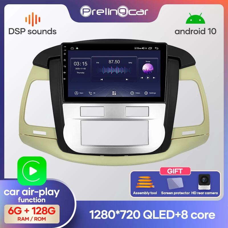 Prelingcar Android 10.0 For Toyota Innova 2008-2010 Car Radio Multimedia Video Player GPS Navigation NO 2 din DVD Octa-Core | Автомобили и