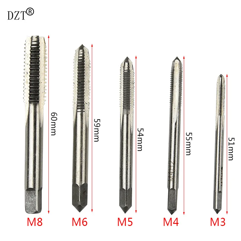 5 Pc Thread Tap Hand Straight Flute Tap M3-M8 Rapid Tapping Five Pieces Set