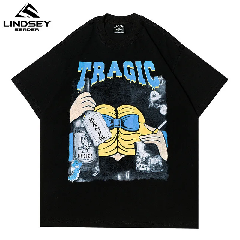 LINDSEY SEADER Mens Drunk Blonde Print Hip Hop T Shirts Harajuku Streetwear Tshirt Summer Short Sleeve T-Shirt Cotton Top Tees | Мужская