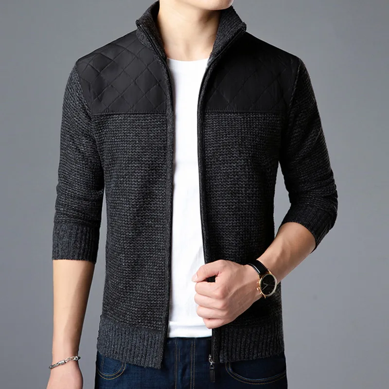 SFIT Sweater Men Autumn Winter SweaterCoats Male Thick Faux Fur Wool Mens Sweater Jackets Casual Zipper Knitwear Size M-3XL