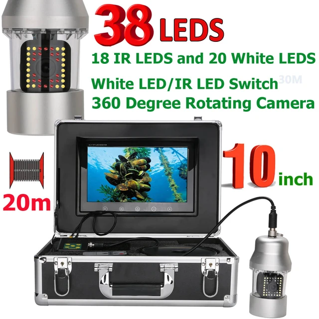 30m Cable Fish Finder Underwater Fishing Camera 7 Inch 1000TVL Waterproof  Video Underwater Camera 12 PCS White LED Lights - AliExpress