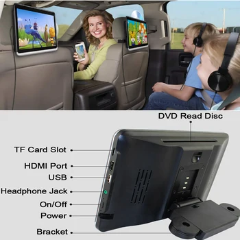 

YAZH 10.2 inch Android Car 1 headrest monitor 4500mAh battery IPS screen 1366*768 CD DVD player WIFI Bluetooth Mirror Link