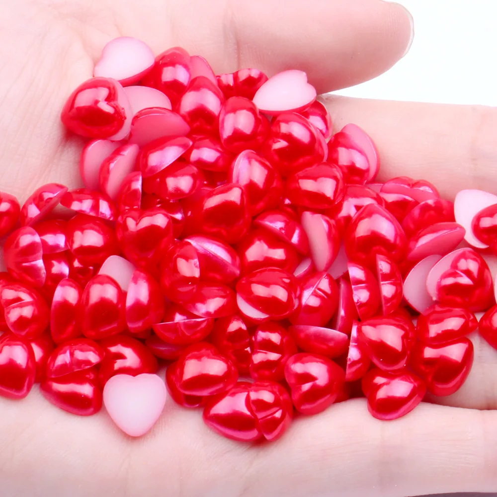 

50Pcs/Lots Resin Rhinestones Peach Heart Pearl 15mm Glue on Multicolor Plastic Flatback Rhinestone for Nail Art Phone Applique E