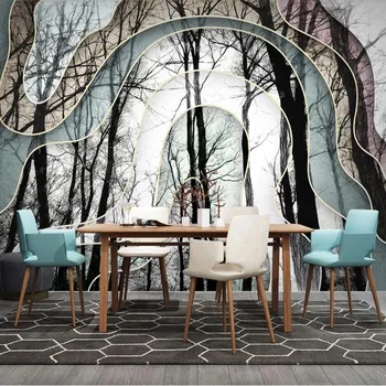 

Milofi manufacturers custom 3D hand drawn Nordic forest abstract lines background wallpaper mural