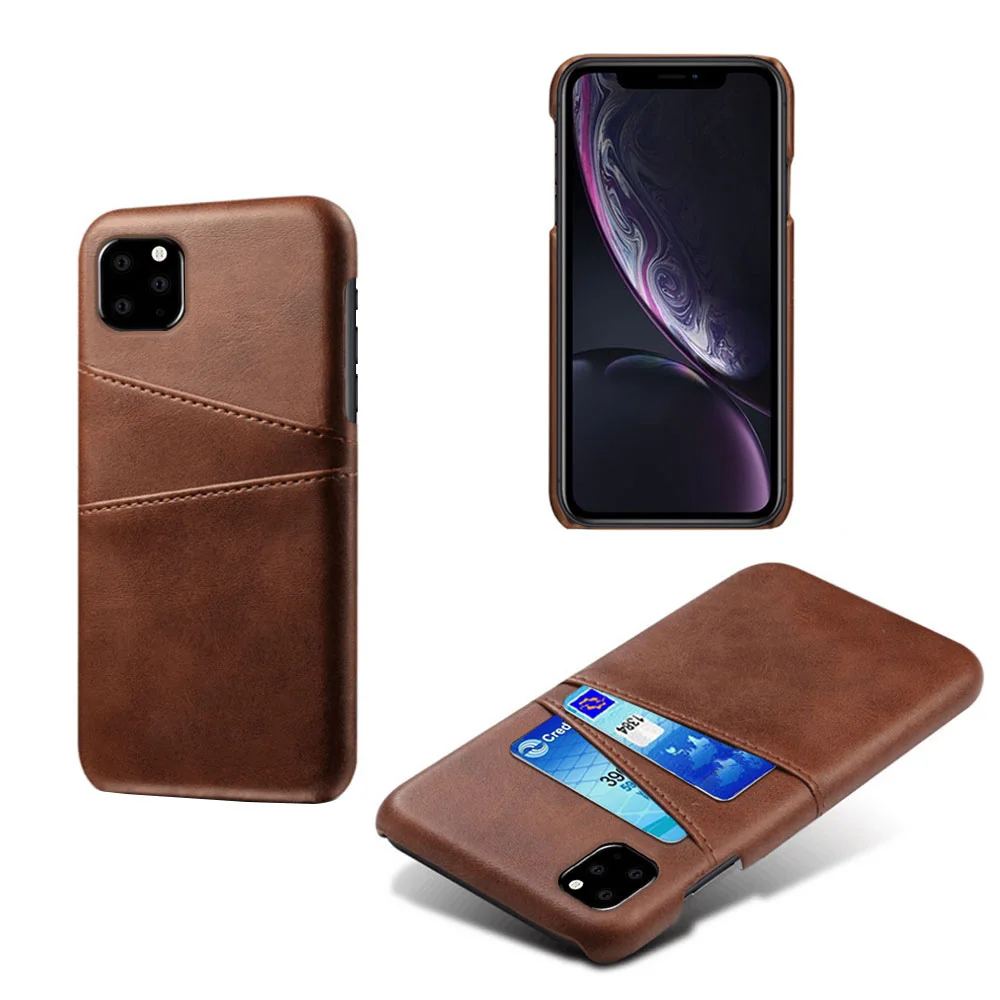 Brown Роскошный держатель для карт чехол для iphone 11Pro Max 11Pro 11 чехол кожаный бумажник чехол для телефона для iphone XS Max XR X 6S 6 7 8 Plus чехол - Цвет: Brown