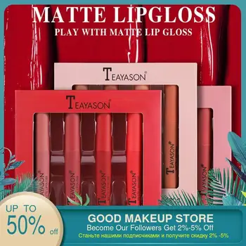 

4Pcs/set Matte Lip Gloss Set Liquid Lipstick Waterproof Long Lasting Moisturizing Lipstick Women Lip Tint Beauty Cosmetics Set