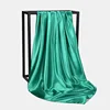 Foulard Hijab en Satin de Couleur Unie pour Femme, Châle Carré de 90cm pour Cheveux