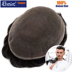 Men Toupee Full Lace Base Human Hair Replacement Systems Unit Men's Wig Breathable Male Capillary Prothesis Natural Wig For Men
