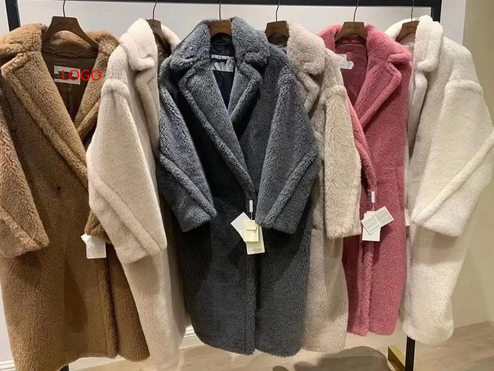 100% wool coat Women Winter Real Fur Overcoat