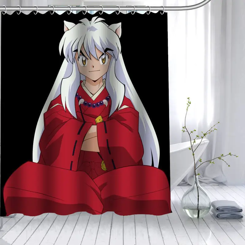 Новое поступление Inuyasha Аниме душ занавеска из полиэстеровой ткани высокой четкости Печать Водонепроницаемая занавеска для ванной 12 крюк занавес для ванной - Цвет: 8