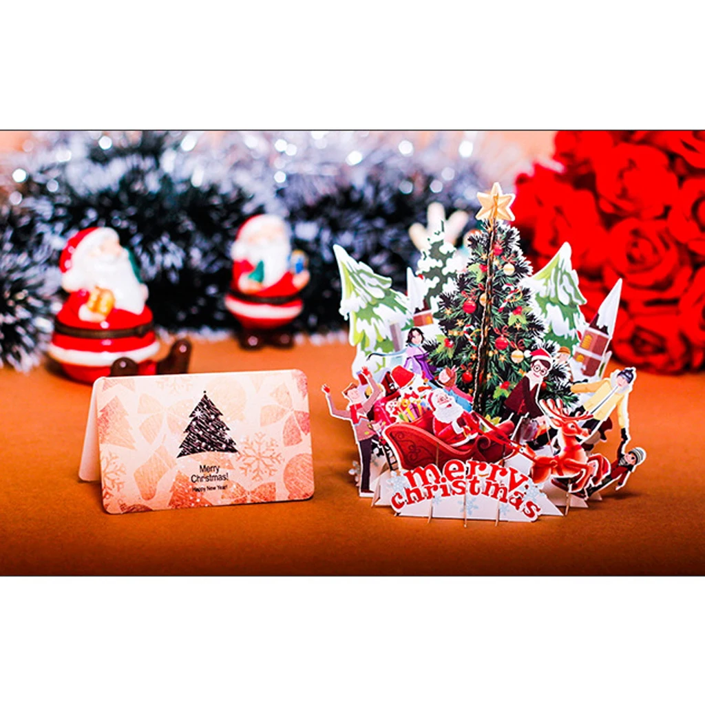  Christmas 3D Pop Up Greeting Card Wedding Birthday Christmas Tree Postcard Invitation Card - 4.0004E+12
