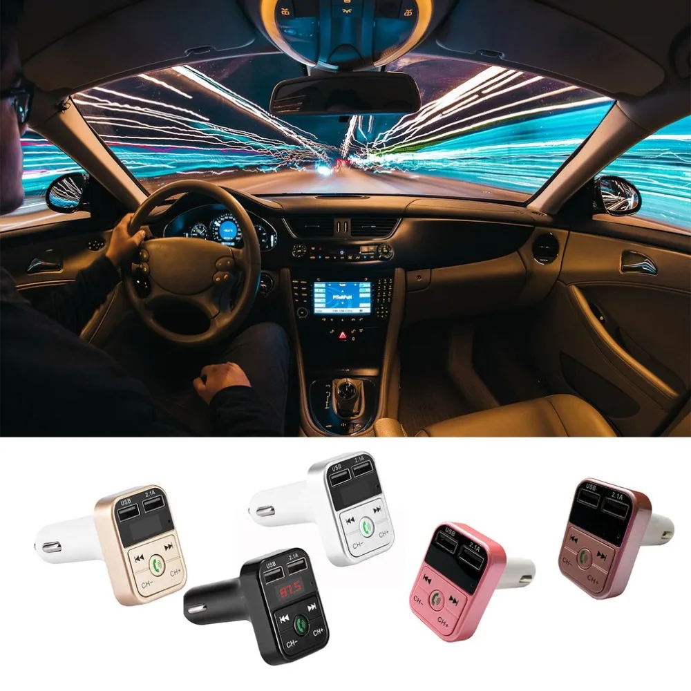 B2 Car Handsfree Wireless Kit Fm Transmitter Led Car Mp3 Player Usb Charger Fm Modulator Car Accessories