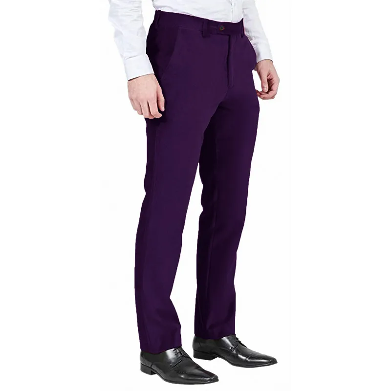 Новое поступление, мужские бархатные нарядные брюки для свадьбы, подгонянные, обычные, подходят, деловые брюки, повседневные брюки размера плюс - Цвет: Grape