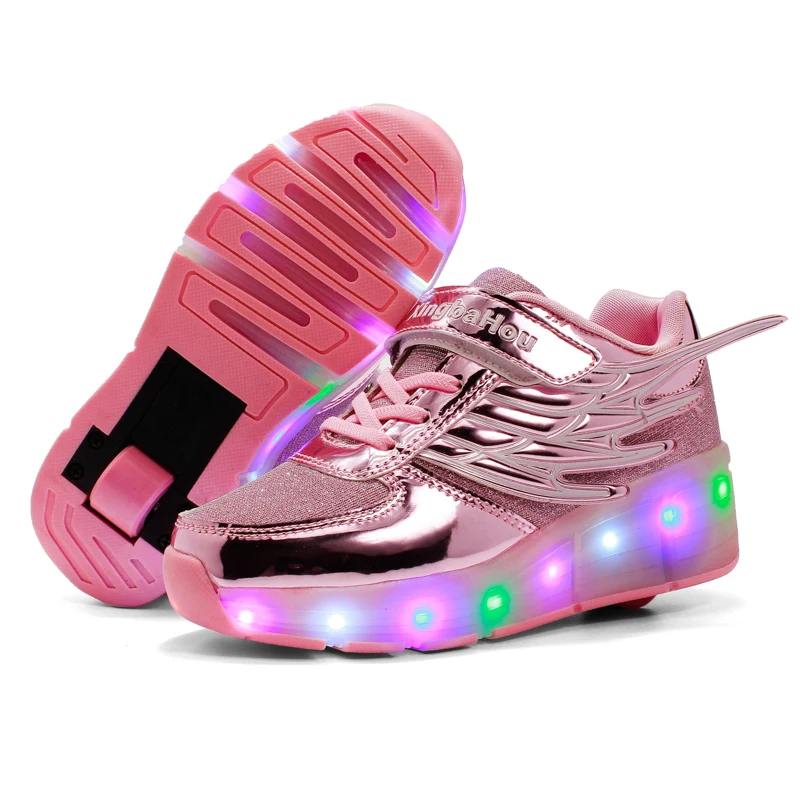 Zapatos de ruedas con luz LED para niños y niñas, zapatillas luminosas para patinar, con ruedas, con luces|Zapatillas - AliExpress