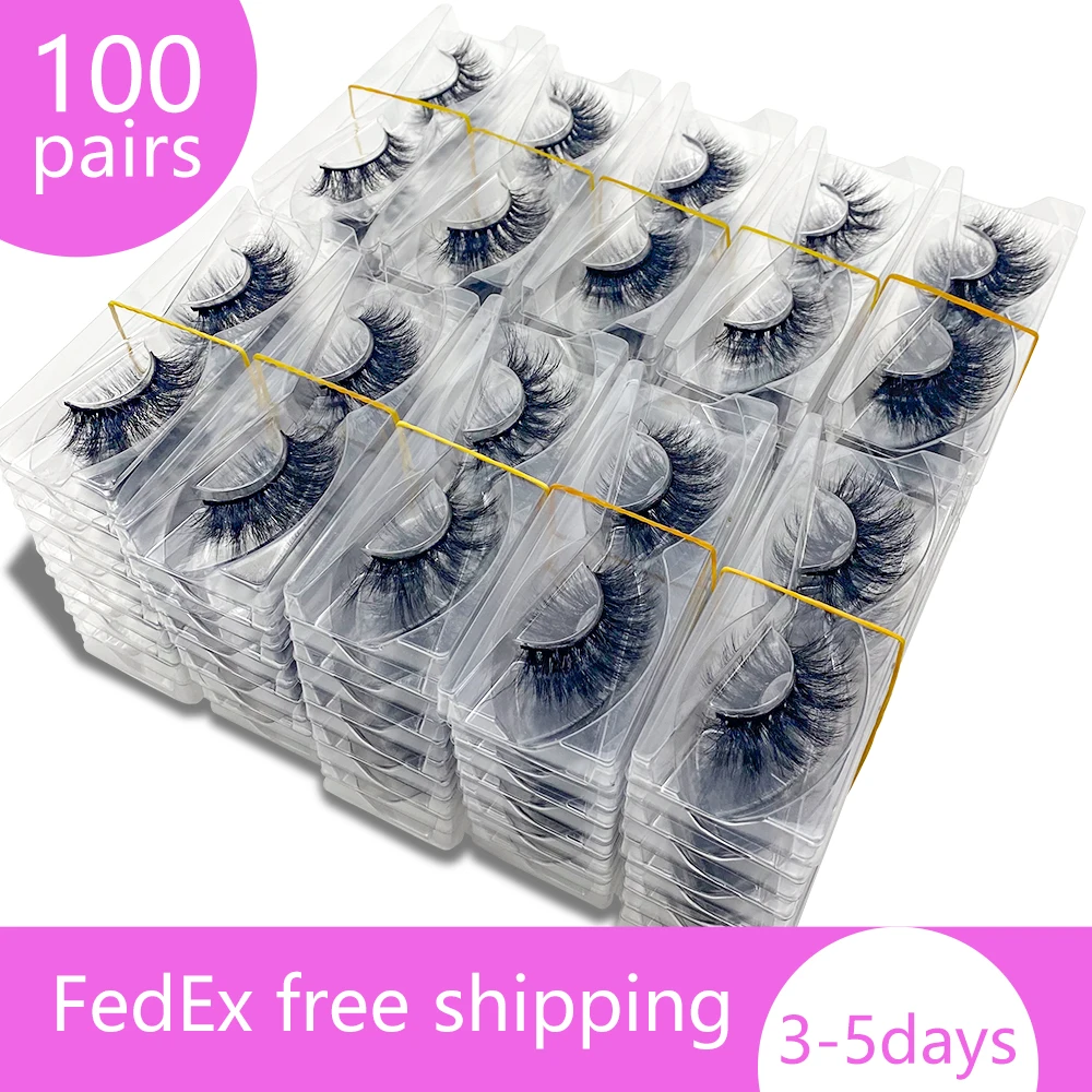 Eyelash 3D Makeup Mink-Lashes Volume Fluffy Soft-Wispy Natural Reusable Wholesale 100pairs