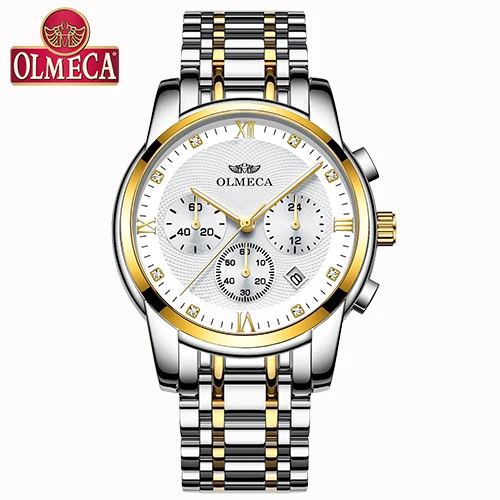 

Man's Watches OLMECA Fashion Brand Luxury Quartz Watch Stainless Steel Waterproof WristWatch Date Male Clock Relogio Masculino