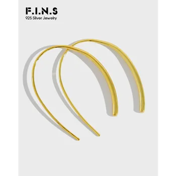 

F.I.N.S Minimalist Jewelry Authentic S925 Sterling Silver Earrings U-Shaped Line Earrings for Women Korean Fashion Jewelry