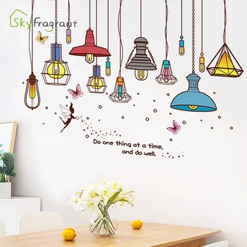 

Cartoon cute chandelier wall stickers warm bedroom decor self-adhesive living room sofa background wall decor home decoration