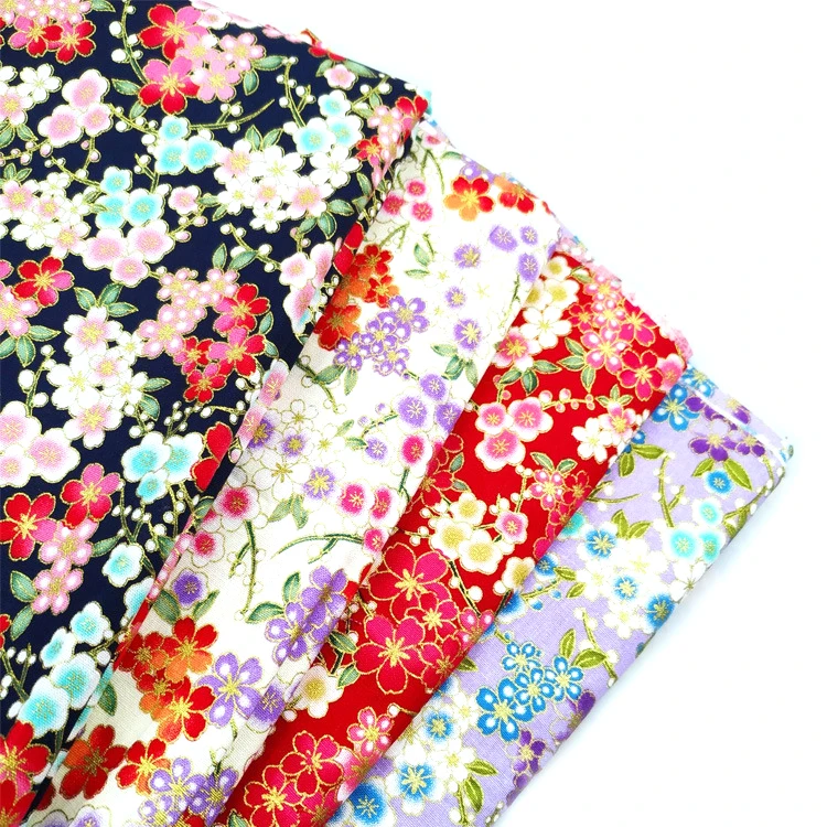 Navy Blue Red Cherry Blossom Bronzing Fabric For Making Clothing Costume Jewelry Cotton Japanese Sewing | Дом и сад