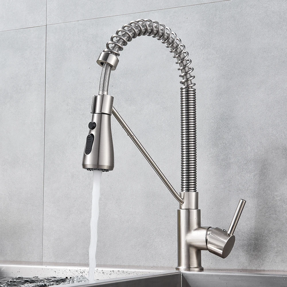 Chrome/ Black Style Kitchen Spring Faucet Pull Down Faucet Single Handle Water Mixer Tap 360 Rotation Kitchen Water Mixer Tap