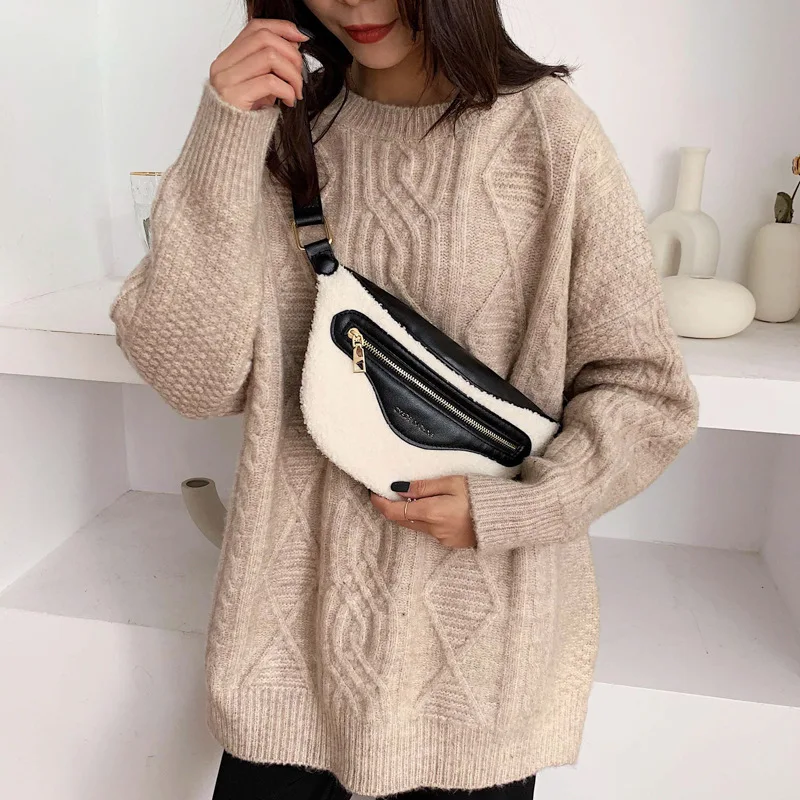 

INS Super Fire Fashion Western Style Wallet Women's 2019 Autumn And Winter Korean-style Shoulder Contrast Color Plush Chest Bag