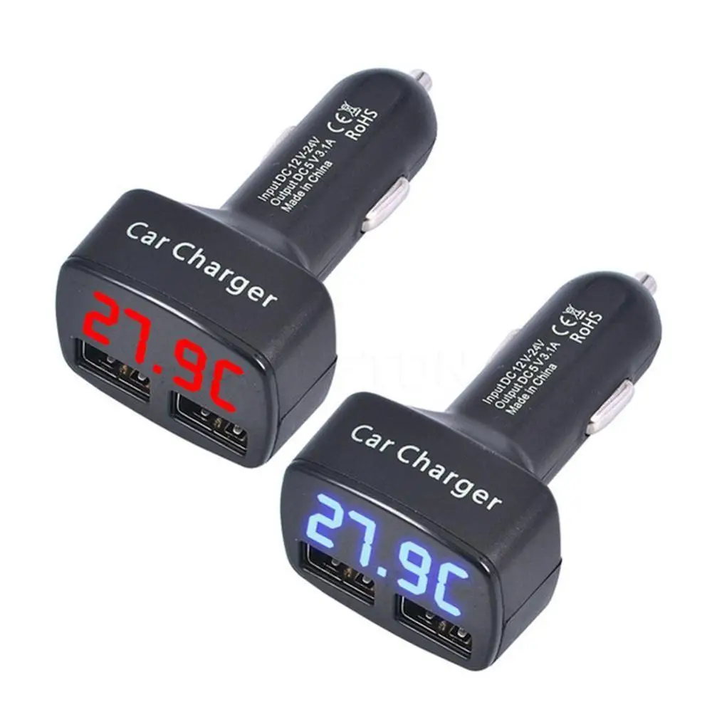 4 в 1 двойной USB Автомобильное быстрое зарядное устройство DC 5 В 3.1A Универсальный цифровой адаптер r20 тестер дисплей Напряжение/температура/измеритель тока V5L9