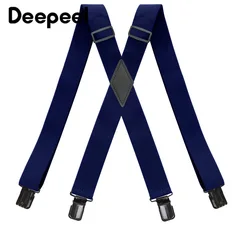 Deepeel 1pc 3.5*120cm Adult 4 Clip Men's Suspenders X-shaped Elastic Pants Hanger Male Jockstrap Wide Strong Work Braces for Men
