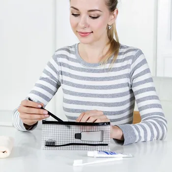 

Toiletry Wash Cosmetic Bag Zipper Transparent Travel Storage Pouch Toothbrush Women Bathroom Makeup Organizer PVC Practical