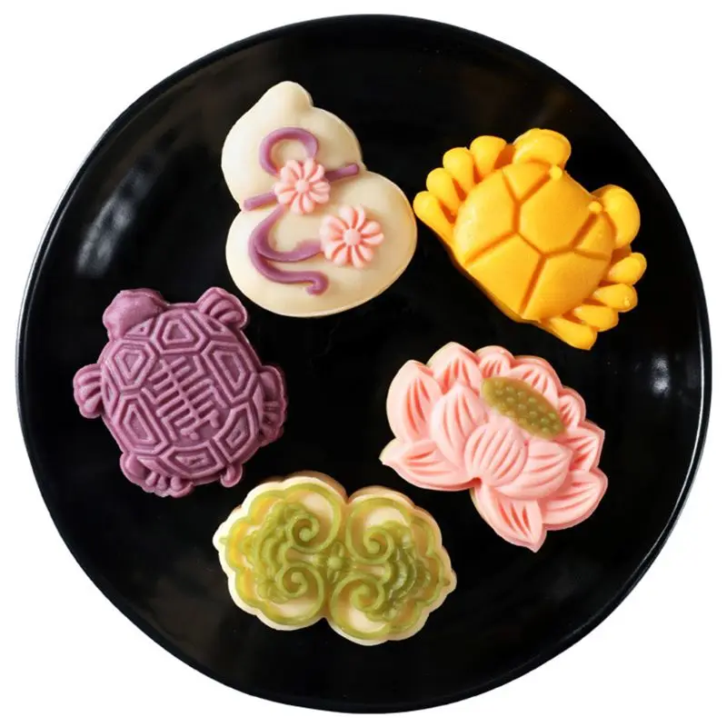50g Moon Cake Mold Turtle Stamp Barrel Mooncake Hand Pressure Pastry Mould DIY Bakware Mid-autumn Festival
