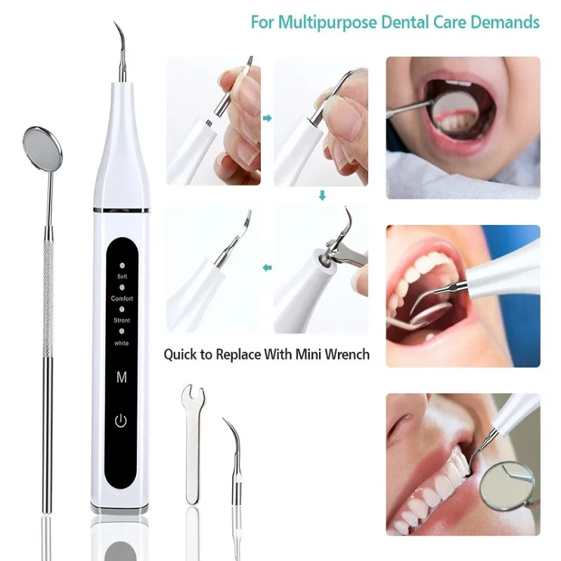 Raspador Dental sónico eléctrico, herramienta para eliminar manchas de dientes, sarro, blanquear los dientes, higiene