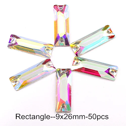 Resin All Shapes Crystal AB Round Sew On Rhinestones Flatback стразы Sewing Rhinestone Wedding Dress F0178 - Цвет: 9x26mm-50PCS