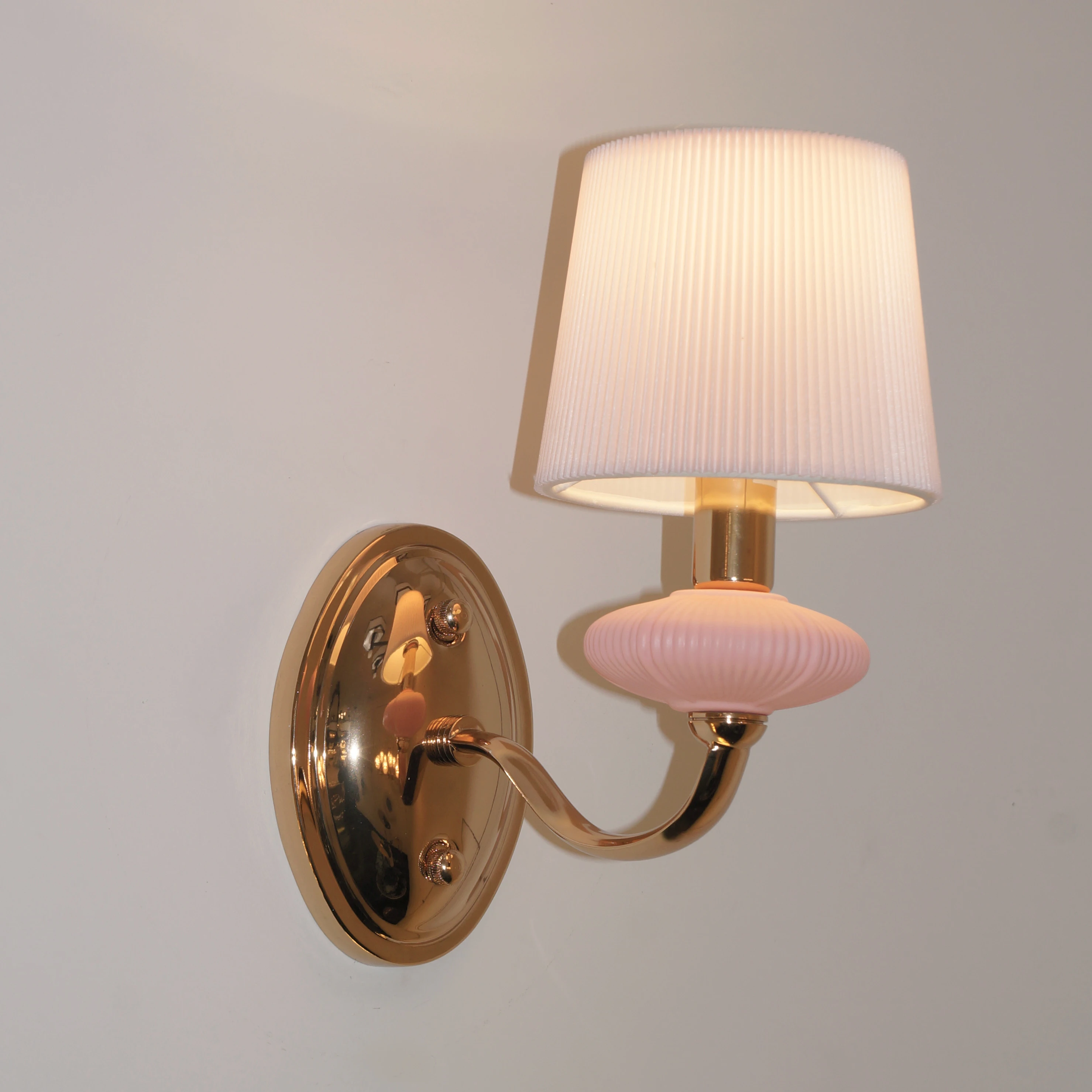 

Children room white/pink wall Light fixtures indoor Ceramic Wall Lamp for Bedroom Girls Boys Bedside Cloth shade wall sconce